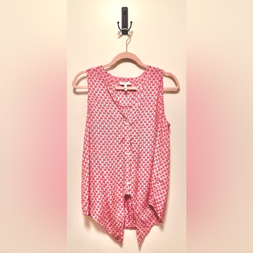 Joie Button Down Tank Top, Red/White Geo Print (Size Medium) *NWOT*BRAND NEW!🎁*